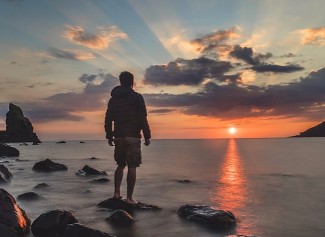 Man watching a sunset